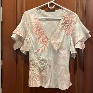 Development pink and gray silk blouse. Size 6.